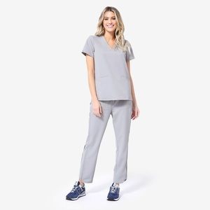 FIGS three pocket scrub top - Cement - Small